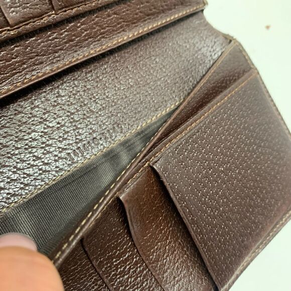 Authentic GUCCI GG Logo Leather Trim Long Wallet - Picture 6 of 10